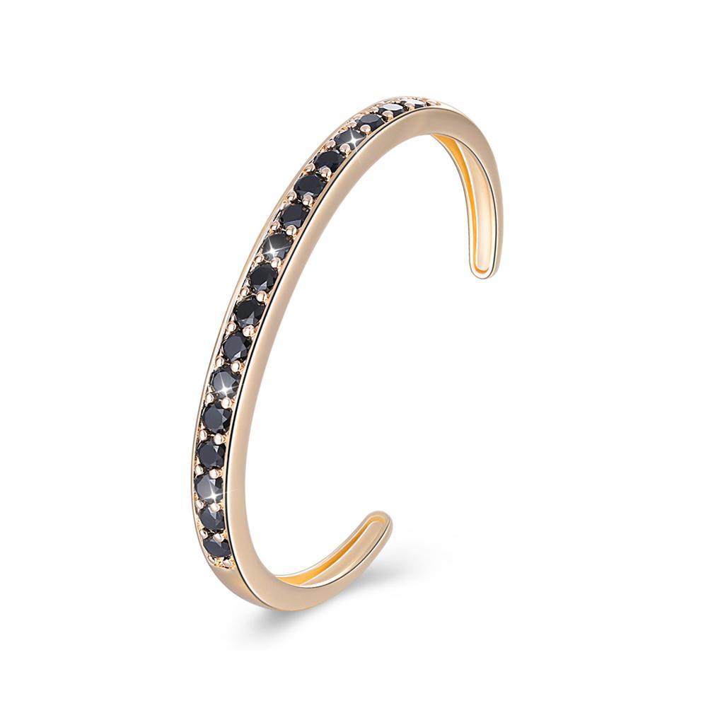 Pav'ed Iced Out Open Bangle in 14K Gold - Black