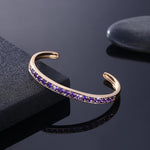 Pav'ed Iced Out Open Bangle in 14K Gold - Purple