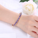 Pav'ed Iced Out Open Bangle in 14K Gold - Purple